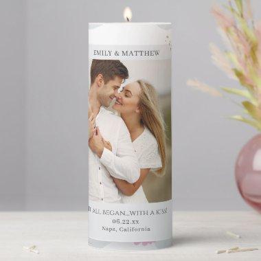 Where It All Began Romantic Couples Personalized Pillar Candle