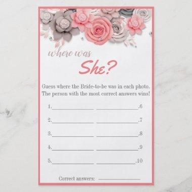 Where was She? Bridal Shower Game Invitations Flyer
