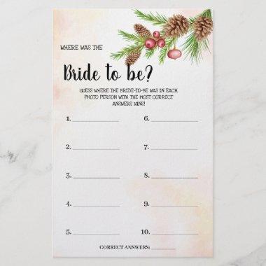 Where was the Bride Christmas Shower Game Invitations Flyer