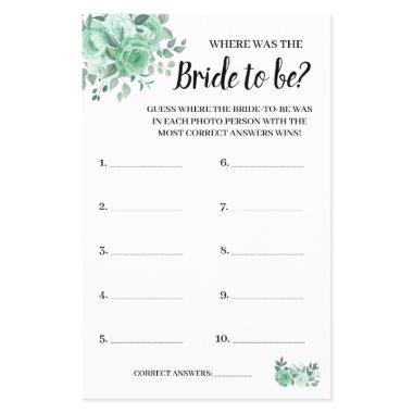 Where was the Bride GreenRoses Shower Game  Flyer