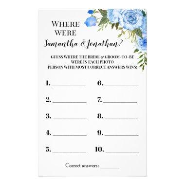 Where were they Bridal Shower Blue Game Invitations Flyer