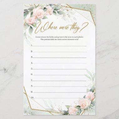 Where Were They Bridal Shower game blush gold