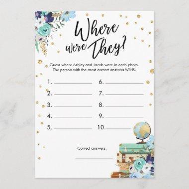 Where Were They Bridal Shower Game Travel Blue Invitations