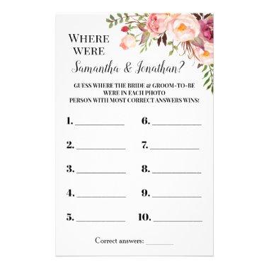 Where were they Bridal Shower Pink Game Invitations Flyer