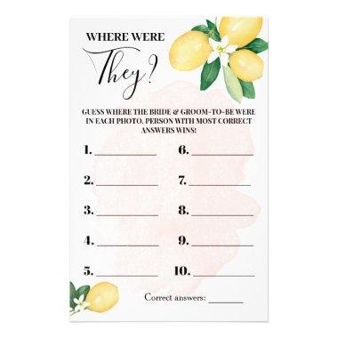 Where were They Lemon Pink Bridal Shower Game Invitations Flyer