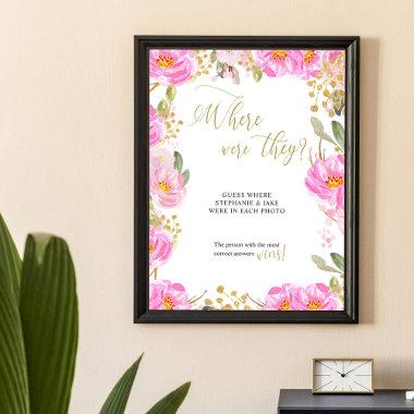Where Were They Pink Floral Wedding Bridal Shower Poster