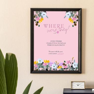 Where Were They Wildflower Lawn Pink Bridal Shower Poster