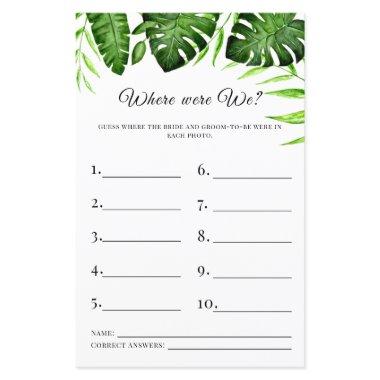 Where were We Bridal Shower Game Tropical Greenery