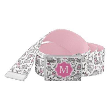 Whimiscal Pink and Gray Cartoon Cat Gift Ideas Belt
