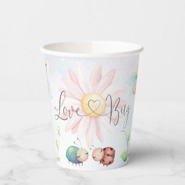 Whimsical A Little Love Bug Rainbow  Paper Cups