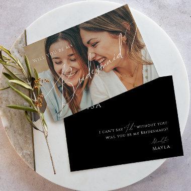 Whimsical Black Faded Photo Bridesmaid Invitations