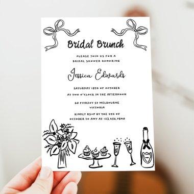 Whimsical Black Hand Drawn Bridal Brunch Shower
