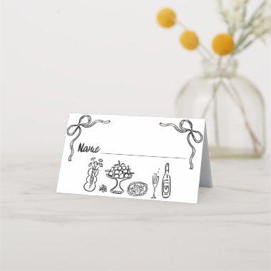 Whimsical Black Hand Drawn  Place