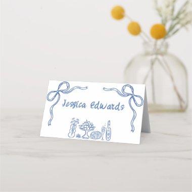 Whimsical Blue Bow  Folded Place