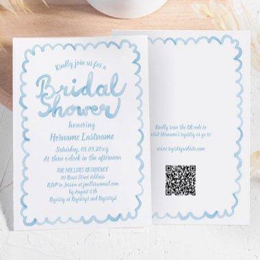 Whimsical Blue Watercolor QR Code