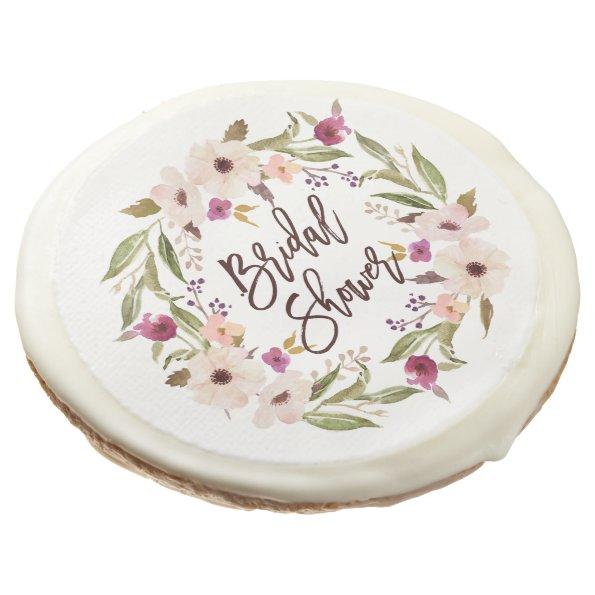 Whimsical Bohemian Floral Wreath Bridal Shower Sugar Cookie
