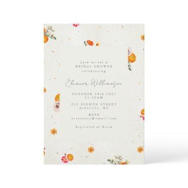 Whimsical Boho Cottagecore Floral Bridal Shower Invitations