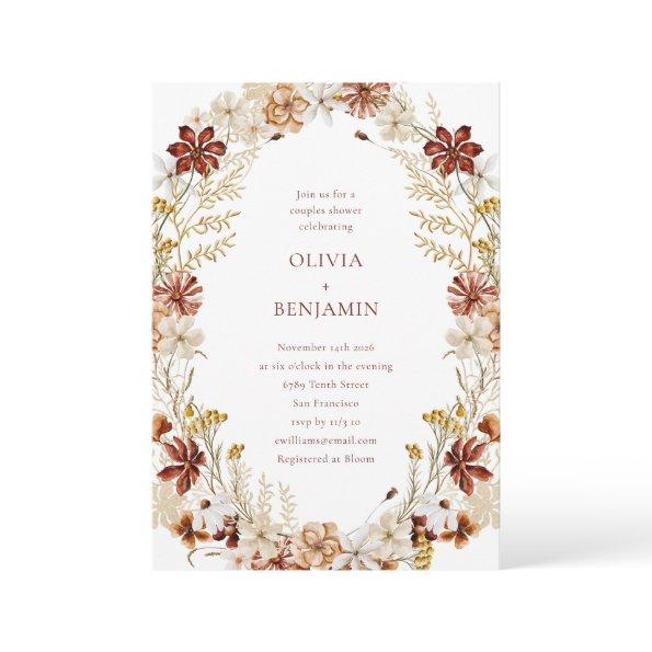 Whimsical Botanical Burgundy Wreath Couples Shower