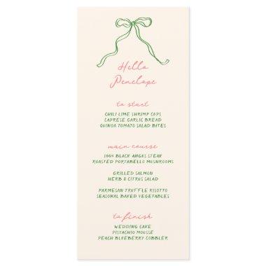 Whimsical Bow Personalizable Handwritten Menu