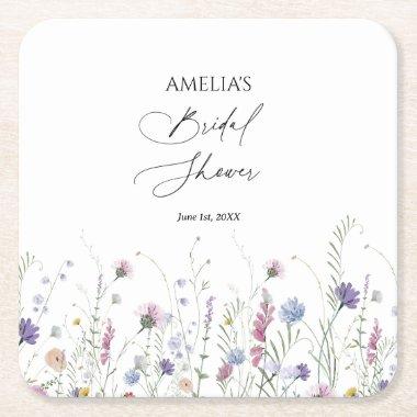Whimsical  Paper Coaster, Purple Square Paper Coaster