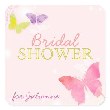 Whimsical Butterfly Pink  Square Sticker