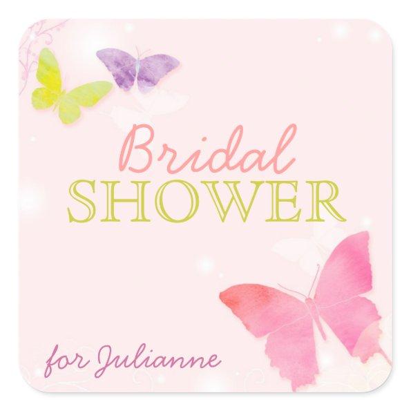 Whimsical Butterfly Pink  Square Sticker