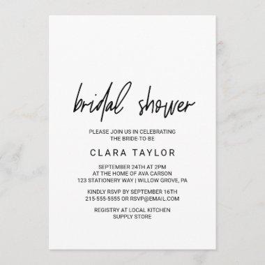 Whimsical Calligraphy Bridal Shower Invitations