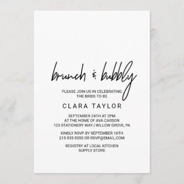 Whimsical Calligraphy Brunch & Bubbly Invitations
