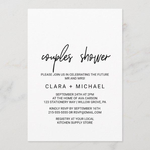 Whimsical Calligraphy Couples Shower Invitations