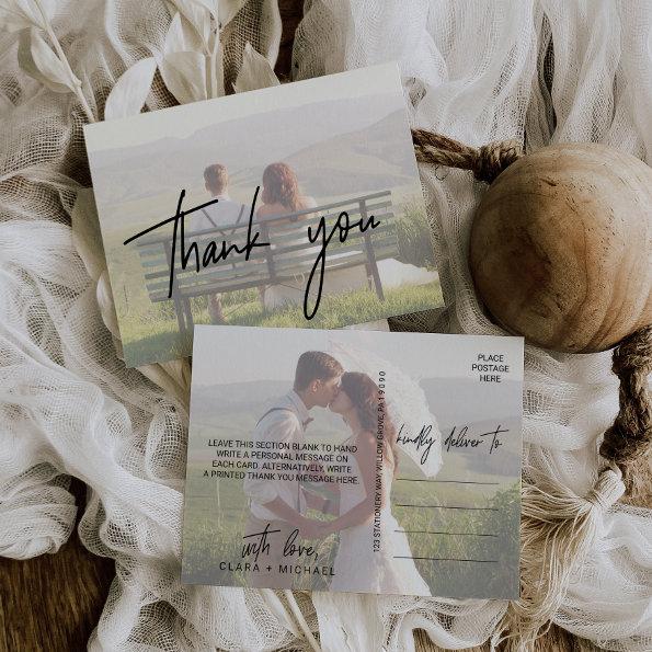 Whimsical Calligraphy | Faded Photo Thank You PostInvitations