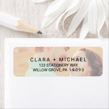 Whimsical Calligraphy | Faded Photo Wedding Label