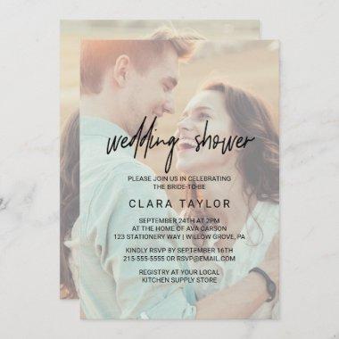 Whimsical Calligraphy | Faded Photo Wedding Shower Invitations