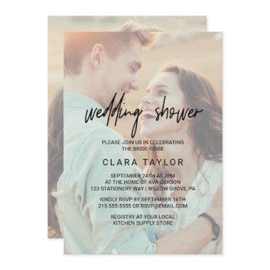 Whimsical Calligraphy | Faded Photo Wedding Shower Invitations