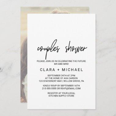 Whimsical Calligraphy | Photo Back Couples Shower Invitations