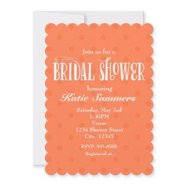 Whimsical Coral Polka Dot BRIDAL SHOWER Invitations