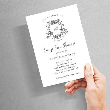 Whimsical Crest | Black and White Couples Shower
