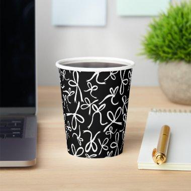 Whimsical Cute B&W Bows Pattern  Paper Cups