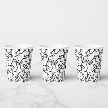 Whimsical Cute B&W Bows Pattern  Paper Cups