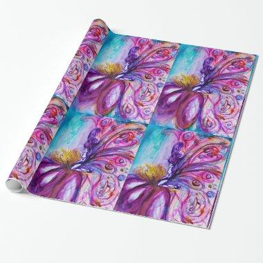 WHIMSICAL CUTE FLOWER FAIRY IN PINK,GOLD SPARKLES WRAPPING PAPER