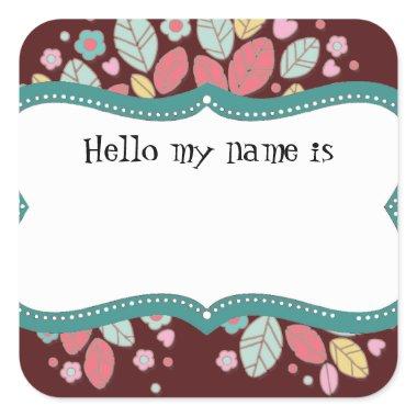 Whimsical Cute Fun Swirl Flower  Square Sticker