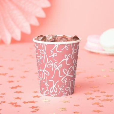 Whimsical Cute Pink Bows Pattern  Paper Cups