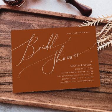 Whimsical Desert | Rust Horizontal Bridal Shower Invitations