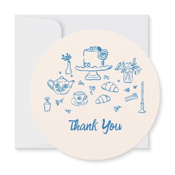 Whimsical Doodle Hand Drawn Bridal Tea Shower Thank You
