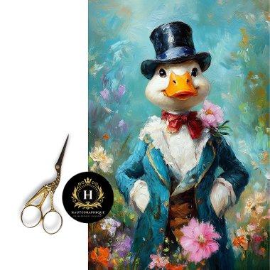Whimsical Duck in Blue Bonnet Decoupage Tissue Paper