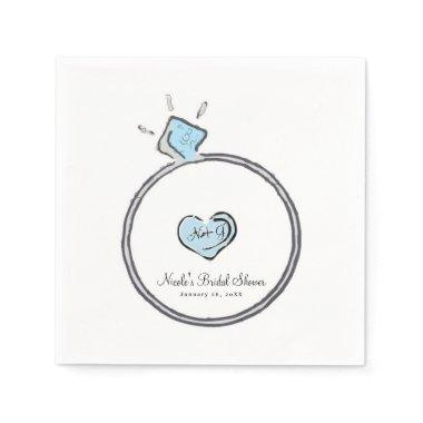 Whimsical Engagement Wedding Ring Bridal Shower Napkins