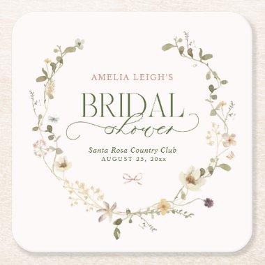 Whimsical Fairytale Garden & Bows  Square Paper Coaster