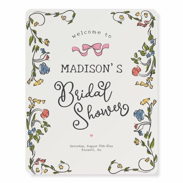Whimsical Floral French  Welcome Sign