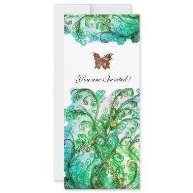 WHIMSICAL FLOURISHES bright blue green white Invitations