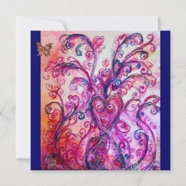 WHIMSICAL FLOURISHES bright red ,pink purple blue Invitations