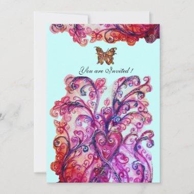 WHIMSICAL FLOURISHES bright red pink purple blue Invitations